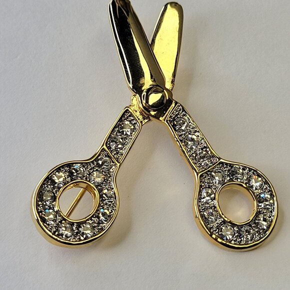 Gold Tone Scissors Brooch - Picture 5 of 11